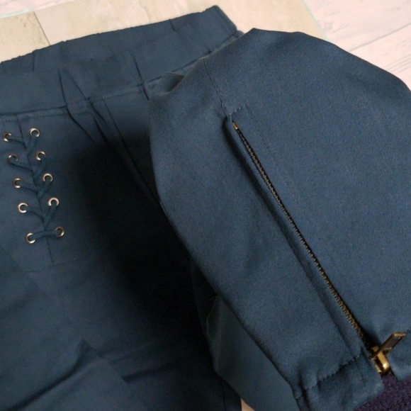 New SM Umgee Teal Lace Up Detail Leggings - Picture 6 of 8